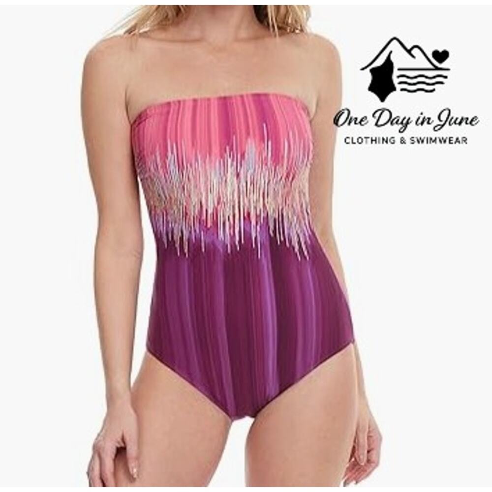Gottex Strapless One-Piece Swimsuit in Pink and Purple